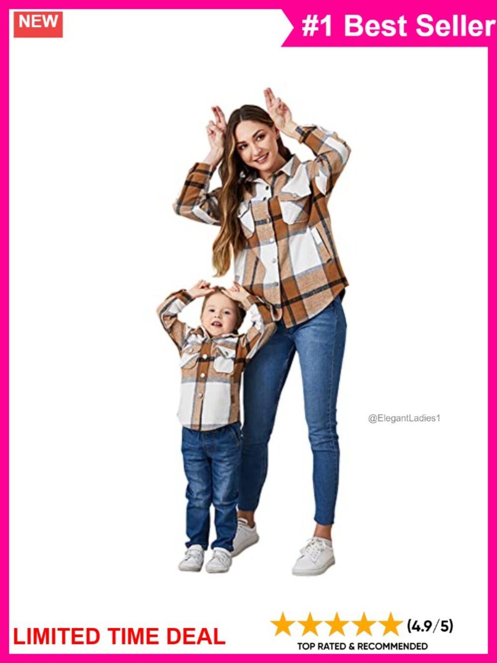 Mommy and Me Matching Plaid Flannel Shirt Long Sleeve Button Down Family Outfit